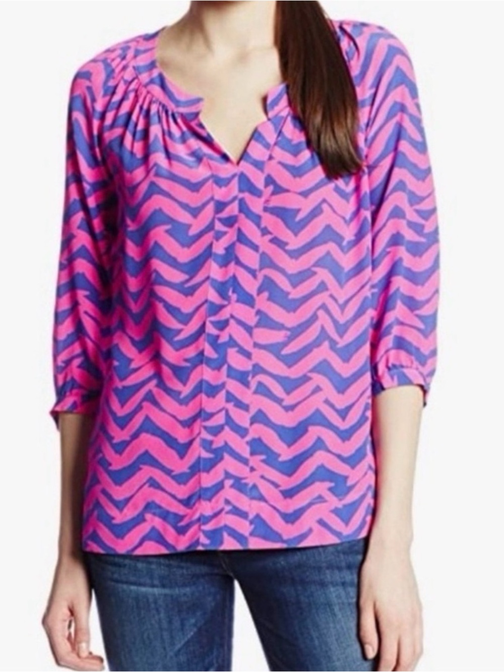 🌸 Lilly Pulitzer Moxy silk blouse in I Got Lucky print